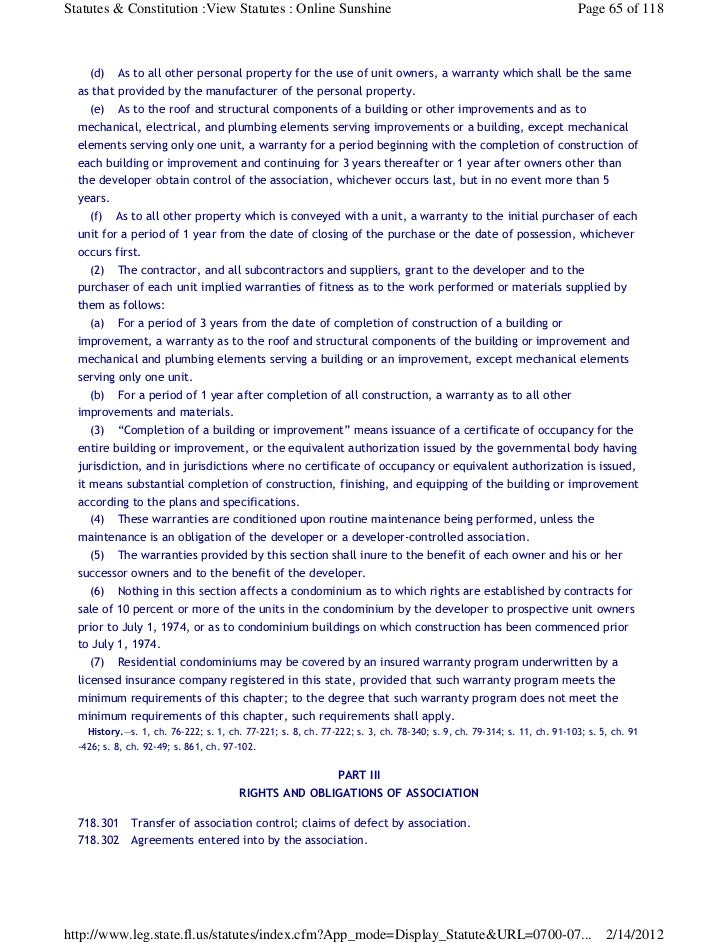 Florida Statute Chapter 718