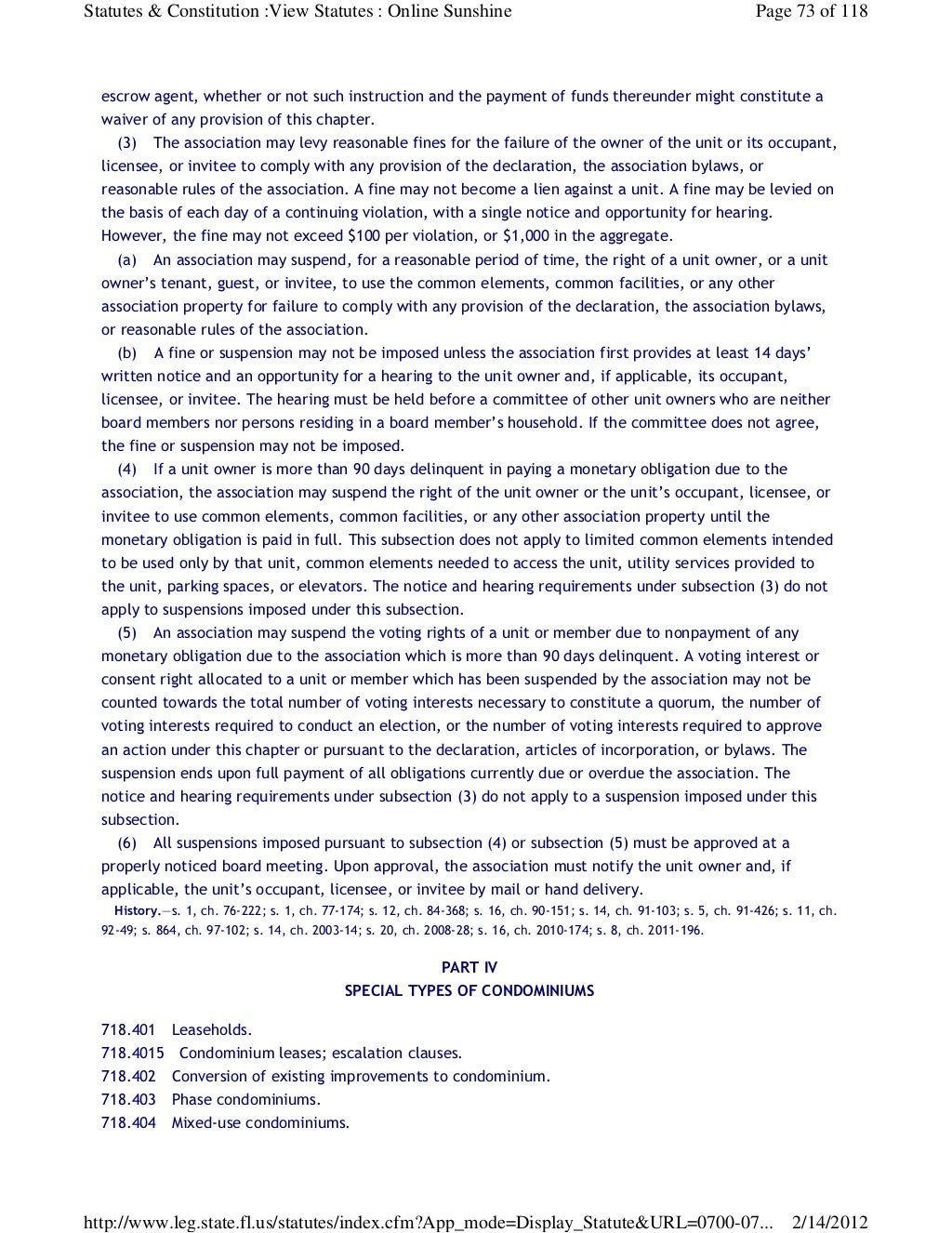 Florida Statute Chapter 718