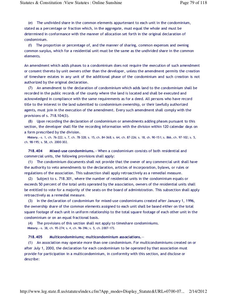 Florida Statute Chapter 718