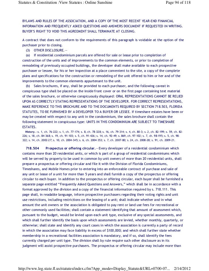 Florida Statute Chapter 718