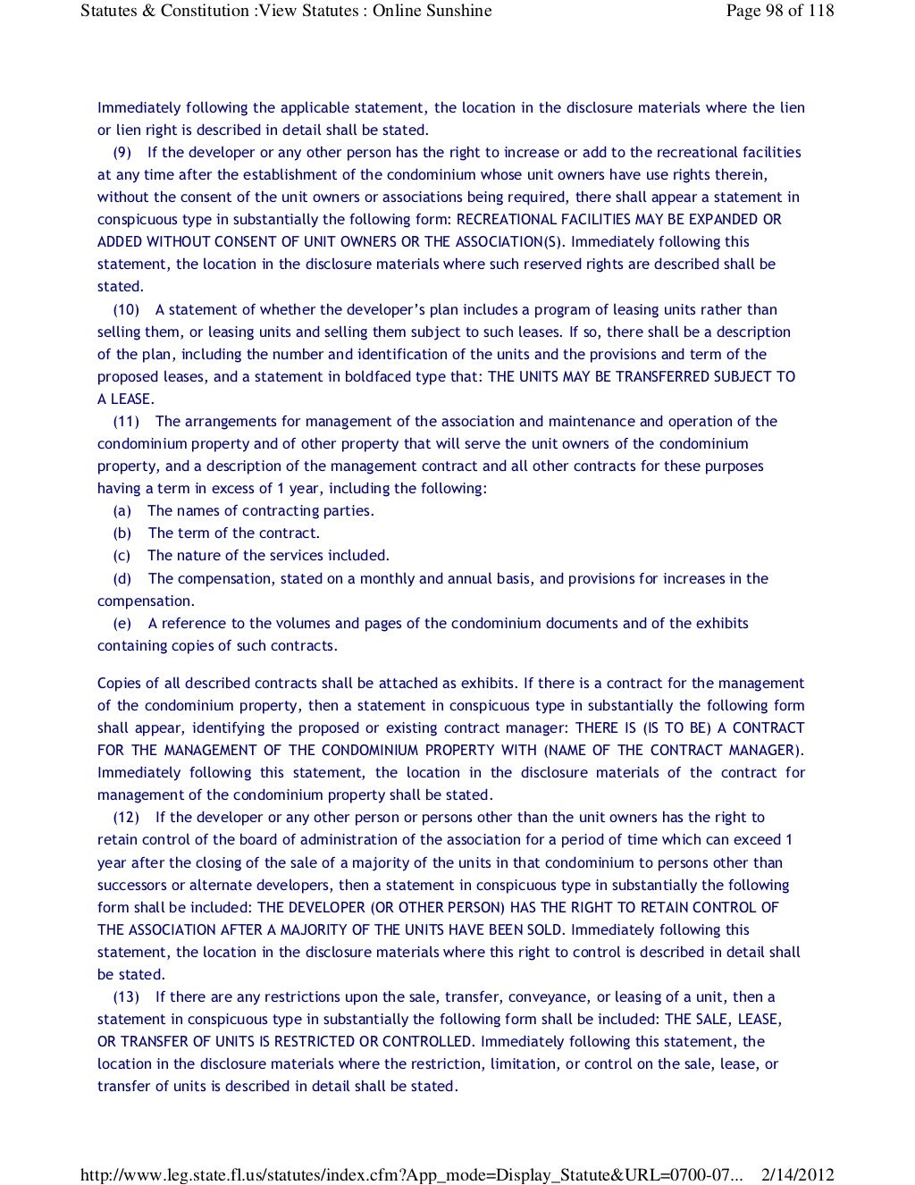 Florida Statute Chapter 718