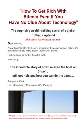 click here for instant access
TA cryptocurrency video course for beginners from an ex-Agora guru now publishing independently.
High quality content, great conversions and happy customers.ype your text click here
 