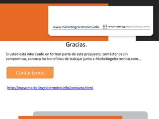 Modelos.Modelo Referido (Pay Per Lead): Es cuando realiza la presentación de clientes, usualmente cuando solo se registran los datos personales o simple referencia.En esta alternativa usted actúa como un distribuidor de nuestros servicios y somos nosotros quienes nos contactamos y llevamos el proyecto. Su empresa obtiene una comisión  y el debido seguimiento por haber direccionado el cliente.Modelo Marca Blanca (Pay Per Action): Es cuando se realiza la venta del producto o servicio a un cliente. En esta opción, usted mantiene siempre el contacto con el cliente. Nosotros le presupuestamos el trabajo y entregamos los resultados. Usted es quien maneja el contacto con su cliente, somos completamente invisibles para ellos, a través del modelo White Label.