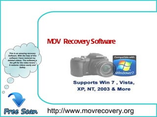 How To Remove http://www.movrecovery.org This is an amazing recovery  Software. With the help of this  software I have restored my  deleted videos. The software is  the gift for the video lovers. It restores videos easily and  Safely. MOV  Recovery Software 