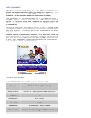 MBBS in Russia for Indian Students 2024-25 | PDF