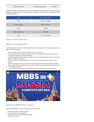 MBBS in Russia for Indian Students 2024-25 | PDF