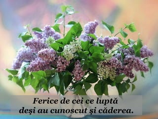 Ferice de cei ce luptă
deşi au cunoscut şi căderea.
 