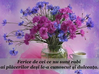 Ferice de cei ce nu sunt robi
ai plăcerilor deşi le-a cunoscut şi dulceaţa.
 