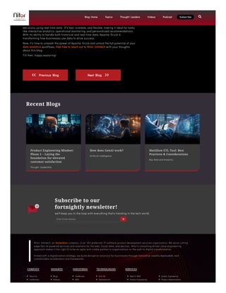  Launch Druid with the correct command for your computational needs.
 Choose partitioning and segmentation criteria based on your data volume and
velocity to avoid segment issues.
In a nutshell, Apache Druid is a powerful tool that helps businesses make better
decisions using real-time data. It’s fast, scalable, and flexible, making it ideal for tasks
like interactive analytics, operational monitoring, and personalized recommendations.
With its ability to handle both historical and real-time data, Apache Druid is
transforming how businesses use data to drive success.
Now, it’s time to unleash the power of Apache Druid and unlock the full potential of your
data analytics workflows. Feel free to reach out to Nitor Infotech with your thoughts
about this blog.
Till then, happy exploring!
 Previous Blog Next Blog 
Recent Blogs
Product Engineering Mindset:
Phase 1 – Laying the
foundation for elevated
customer satisfaction
Thought Leadership
How does GenAI work?
Artificial intelligence
Matillion ETL Tool: Best
Practices & Considerations
Big Data and Analytics
Subscribe to our
fortnightly newsletter!
we'll keep you in the loop with everything that's trending in the tech world.

Nitor Infotech, an Ascendion company, is an ISV preferred IT software product development services organization. We serve cutting
edge Gen-AI powered services and solutions for the web, Cloud, data, and devices. Nitor’s consulting-driven value engineering
approach makes it the right fit to be an agile and nimble partner to organizations on the path to digital transformation.
Armed with a digitalization strategy, we build disruptive solutions for businesses through innovative, readily deployable, and
customizable accelerators and frameworks.
COMPANY
About Us
Leadership
INSIGHTS
Blogs
Podcast
INDUSTRIES
Healthcare
BFSI
TECHNOLOGIES
AI & ML
Generative AI
SERVICES
Idea To MVP
Product Engineering
Quality Engineering
Product Modernization
Enter Email Address
Blog Home Topics Thought Leaders Videos Podcast Subscribe 
 