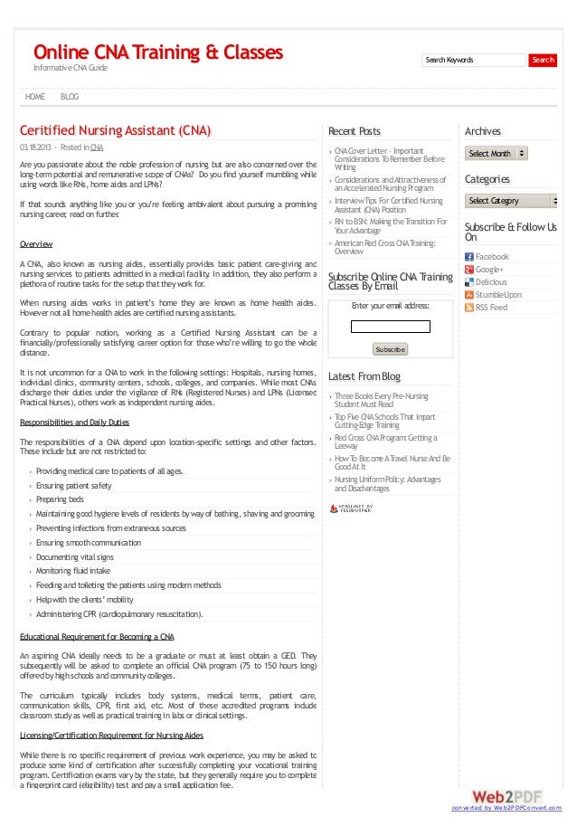 Certified Nursing Assistant (CNA) - Overview