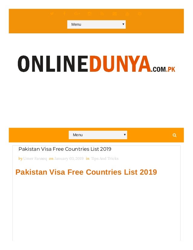 Pakistan Visa Free Countries List