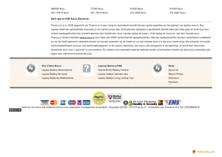 WR050 Accu                          TT485 Accu                            PU563 Accu                         PU556 Accu
                          451- 10474 Accu                     451- 10473 Accu                       312- 0566 Accu                     312- 0567 Accu

                          De ll xps m 1330 Accu Garant ie :

                          Pcaccu.nl is in 2008 opgericht om. Pcaccu.nl is een Jong en dynamisch bedrijf met een grote expertise op het gebied van laptop accu's. Een
                          Laptop heeft een gemiddelde levensduur van vijf tot z even jaar, dit terwijl een laptopaccu gemiddeld slechts twee jaar mee gaat. Er komt dus voor
                          iedere laptopgebruiker een moment waarop men beslist een dure nieuwe laptop te kopen, of de laptop te voorz ien van een nieuwe accu.
                          Pcaccu.nl biedt inmiddels laptop accu's voor meer dan 6000 verschillende laptopmodellen. Nieuwe laptopmodellen worden raz endsnel ontwikkeld
                          en op de markt gebracht, wekelijks komen er nieuwe modellen op de markt en z o ook nieuwe accu's in de accu- markt shop. Als ondanks ons grote
                          productassortiment uw accu niet wordt weergegeven in de pcaccu webshop, dan kunt u dat aangeven in de webshop. Er wordt dan direct een
                          passende accu voor u gez ocht in ons systeem. En omdat u ons daarmee helpt de website verder uit te breiden bieden wij dez e accu eenmalig aan
                          tegen een uiterst concurrerende prijs.




                 O ur C hain St o re :                               Lap t o p B at t e ry FAQ                                        He lp :
                 Laptop Battery Newz ealand                          How to Avoid Battery Failure                                     About Us
                 Laptop Battery AU store                             Laptop battery maintain tips                                     Return Policy
                 Laptop Batteries Netherlands                        Laptop Battery Long Lasting Tips                                 Shipment
                                                                                                                                      Payment




Gebruik van dez e site betekent dat je onz e algemene voorwaarden accepteert. Copyright ©2009 - 2013 Pcaccu.nl - onderdeel van Coolblue B.V. Tel: 02033889619




                                                                                                                                                                 PDFmyURL.com
 