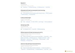 Equipm e nt
PCB Equipment
TIME:20 10 -8 -26 17:25:0 0     PV:10 8 4

tag： Equipment | PCB Manufacturing | PCB Manufacturer | Fast PCBs


PCB subst rat e UV lase r pro ce ssing wit h ne w t e chno lo gy
TIME:20 10 -9 -27 9 :53:0 0    PV:118
tag： PCB substrate UV laser pro cessing with new techno lo gy | PCB Pro to types
| PCB Pro to typing | Pro to type PCB.


6 L HAL LF+Go ld Finge r
6 L HAL LF+Go ld Finger
TIME:20 11-1-3 11:0 1:0 0      PV:27
tag： PCB | china pcb | 6 L HAL LF PCB | Go ld Finger | PCB manufacturers


26 L Mult ilaye r PCB
26 L Multilayer PCB
TIME:20 11-1-3 11:0 9 :0 0     PV:36
tag： 26 L Multilayer PCB | China PCB | PCB Manufacturing


PCB and subst rat e UV lase r pro ce ssing ne w craf t a
PCB and substrate UV laser pro cessing new craft a
TIME:20 11-4-3 11:37:0 0       PV:11
tag： PCB and substrate UV laser pro cessing new craft a | China PCB | china
printed circuit bo ard | PCB Manufacturing | Printed Circuit Bo ard | PCB
Manufacture | Fast PCBs | PCB Pro to type | PCB Pro to types | PCB
Pro to typing | Pro to type PCB


Che m ical nicke l plat ing principle and f e at ure s
Chemical nickel plating principle and features
TIME:20 11-6 -29 18 :28 :0 0     PV:6

tag： Chemical nickel plating principle and features | Printed Circuit Bo ard |
 China PCB | PCB Manufacturing | PCB Manufacturers | Fast PCBs | PCB

                                                                                   PDFmyURL.com
 