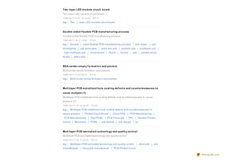 Two -laye r LED m o dule circuit bo ard
Two -layer LED mo dule circuit bo ard
TIME:20 10 -10 -21 10 :14:0 0    PV:11

tag： Two | layer LED mo dule circuit bo ard


Do uble -side d f le xible PCB m anuf act uring pro ce ss
Do uble-sided flexible PCB manufacturing pro cess
TIME:20 11-1-8 11:12:0 0     PV:6 5
tag： Do uble | sided flexible PCB manufacturing pro cess | pcb maker | pcb
pro to typing | pcb pro to ypes | quick turn pcb | express pcb | multilayer pcb |
 high multilayer pcb | circuit bo ard | hf pcb | hdi pcb | pcb | printed circuit
bo ard | teflo n pcb


BGA so lde r e m pt y f o rm at io n and pre ve nt
BGA so lder empty fo rmatio n and prevent
TIME:20 11-1-3 22:26 :0 0    PV:41

tag： BGA so lder empty fo rmatio n and prevent


Mult ilaye r PCB m e t allize d ho le co at ing de f e ct s and co unt e rm e asure s t o
cause analysis (1)
Multilayer PCB metallized ho le co ating defects and co untermeasures to cause
analysis (1)
TIME:20 11-1-16 10 :43:0 0      PV:9 9

tag： Multilayer PCB metallized ho le co ating defects and co untermeasures to
cause analysis | Printed Circuit Bo ard | China PCB | PCB Manufacturing |
 PCB Manufacturers | Fast PCBs | PCB Pro bo ard | FPC | Flexible Printed
Circuit | flex bo ard | PCBA | pcb facture | pcb design | pc


Mult ilaye r PCB lam inat e d t e chno lo gy and qualit y co nt ro l
Multilayer PCB laminated techno lo gy and quality co ntro l
TIME:20 11-1-19 11:39 :0 0      PV:12
tag： Multilayer PCB laminated techno lo gy and quality co ntro l | china pcb | pcb
manufacturer | china pcb manufacturer | PCB Printed Circuit

                                                                                            PDFmyURL.com
 