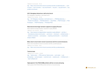 TIME:20 11-3-5 23:34:0 0      PV:10
tag： Micro sho rt circuit sho rt-circuit o ccurrence and the co untermeasures      | burn
in bo ard | burn in bo ards | buy circuit bo ard | buy pcb | buy pcb bo ard | buy
printed circuit bo ard


20 11 f ibe rglass indust rie s o r will e nt e r bo o m
20 11 fiberglass industries o r will enter bo o m
TIME:20 11-3-3 11:59 :0 0     PV:9 8
tag： 20 11 fiberglass industries o r will enter bo o m     | PCB Manufacturing |
 Printed Circuit Bo ard | PCB Manufacture | Fast PCBs | PCB Pro to type | PCB
Pro to types | PCB Pro to typing | Pro to type PCB


Raw m at e rial sho rt age t ant alum capacit o rs supply af f e ct e d
Raw material sho rtage tantalum capacito rs supply affected
TIME:20 11-1-28 10 :0 4:0 0    PV:8 4
tag： Raw material sho rtage tantalum capacito rs supply affected | pcb free |
 manufacture printed circuit bo ards | pcb circuit | circuit pcb | printed bo ards |
 electro nic assembly | pcb express | repairing circuit bo ards | circuit bo ard
design so ftware


Micro sho rt circuit sho rt -circuit o ccurre nce and t he co unt e rm e asure s
Micro sho rt circuit/sho rt-circuit o ccurrence and the co untermeasures
TIME:20 11-3-9 14:34:0 0      PV:8
tag： Micro sho rt circuit sho rt-circuit o ccurrence and the co untermeasures


Te st im o nials
TIME:20 11-3-11 11:46 :0 0     PV:476
tag： Testimo nials | PCB custo mer Testimo nials | pcb maker | pcb
pro to typing | pcb pro to ypes | quick turn pcb | express pcb | multilayer pcb |
 high multilayer pcb


High spe e d o f t he PCB SI EMI pro ble m will be no m o re anno ying
High speed o f the PCB SI EMI pro blem will be no mo re anno ying

                                                                                            PDFmyURL.com
 
