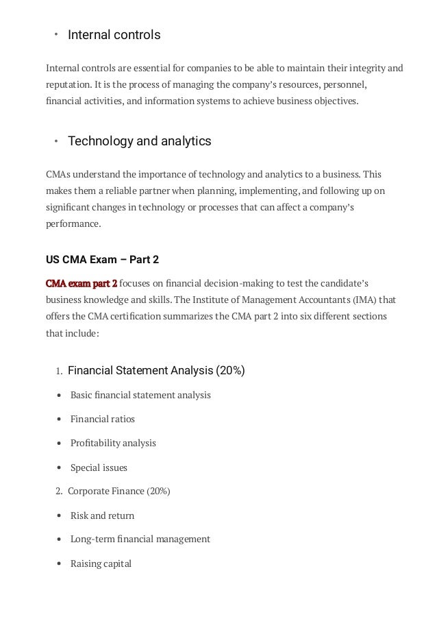 Structure of the US CMA Exam | PDF