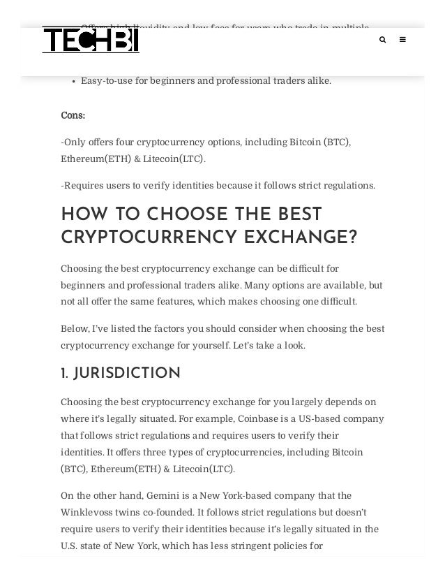 CHOOSING THE BEST CRYPTOCURRENCY EXCHANGE — OPTIONS AND HOW TO CHOOSE ...