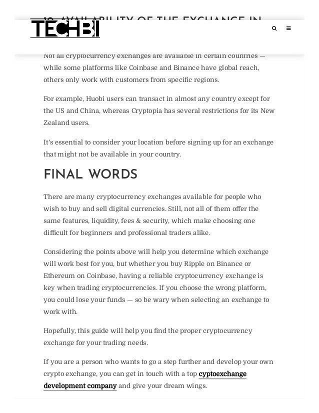 CHOOSING THE BEST CRYPTOCURRENCY EXCHANGE — OPTIONS AND HOW TO CHOOSE ...