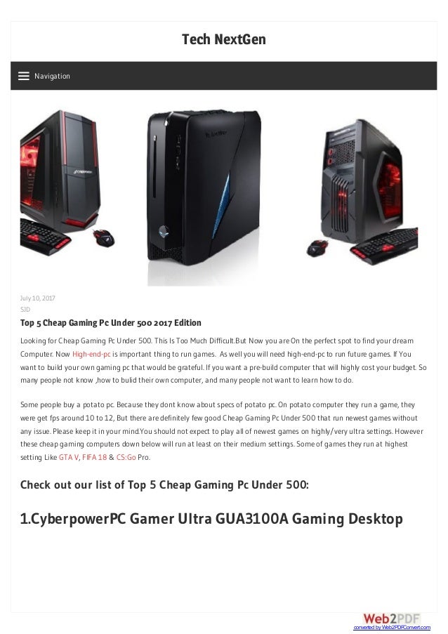 Top 5 Cheap Gaming Pc Under 500 2017 Edition