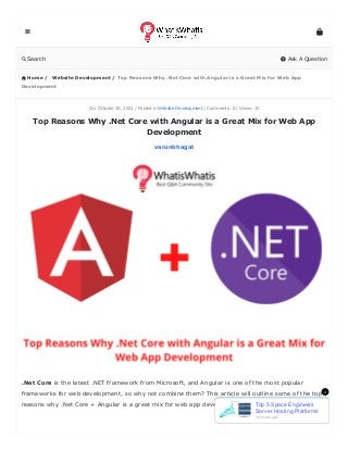 Top Reasons Why .Net Core with Angular is a Great Mix for Web App ...