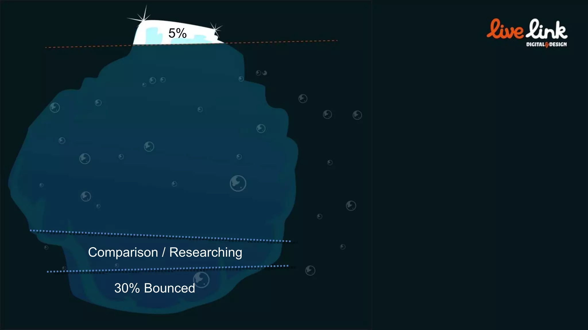 30% Bounced 5% Comparison / Researching 