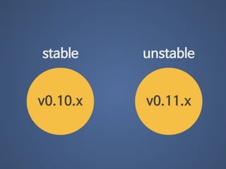 stable unstable 
v0.10.x v0.11.x 
 