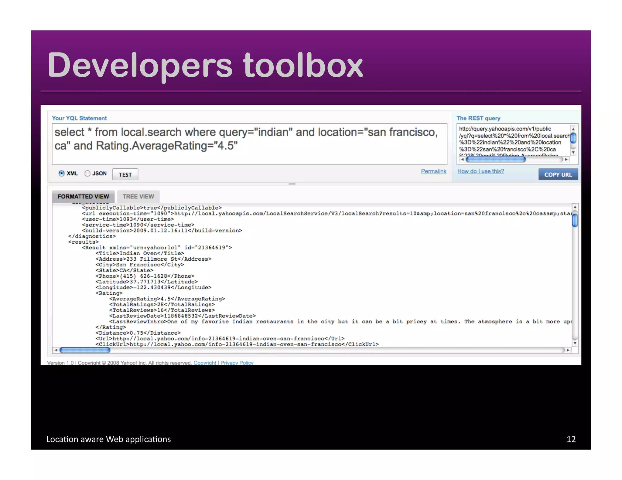 Location aware Web Applications