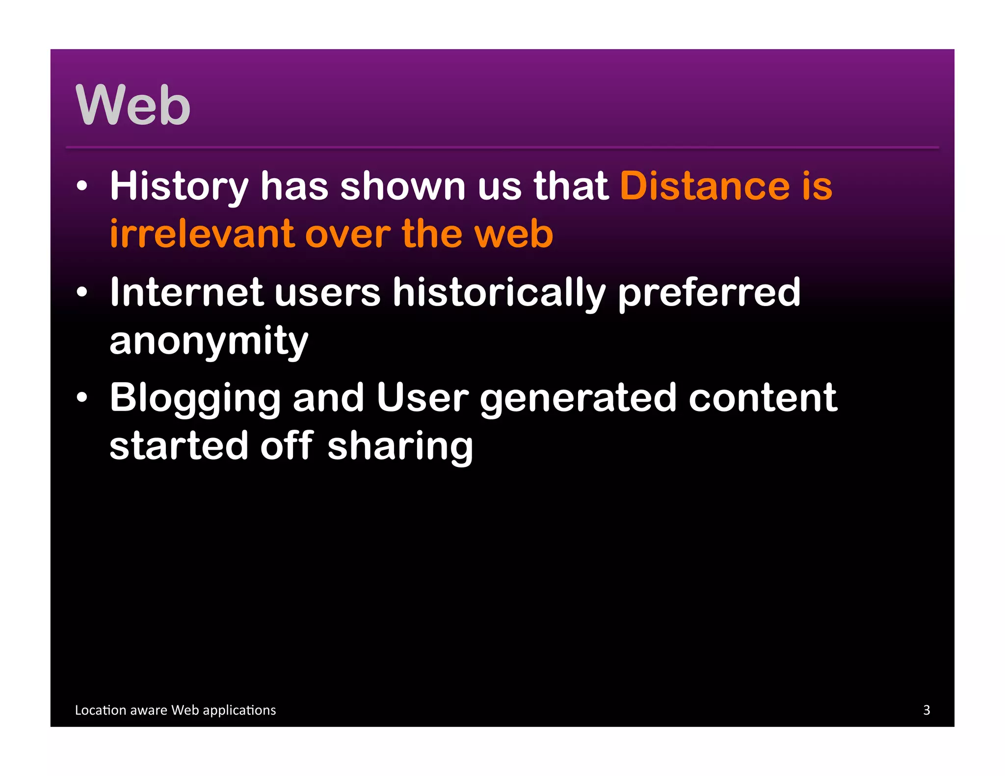 Location aware Web Applications