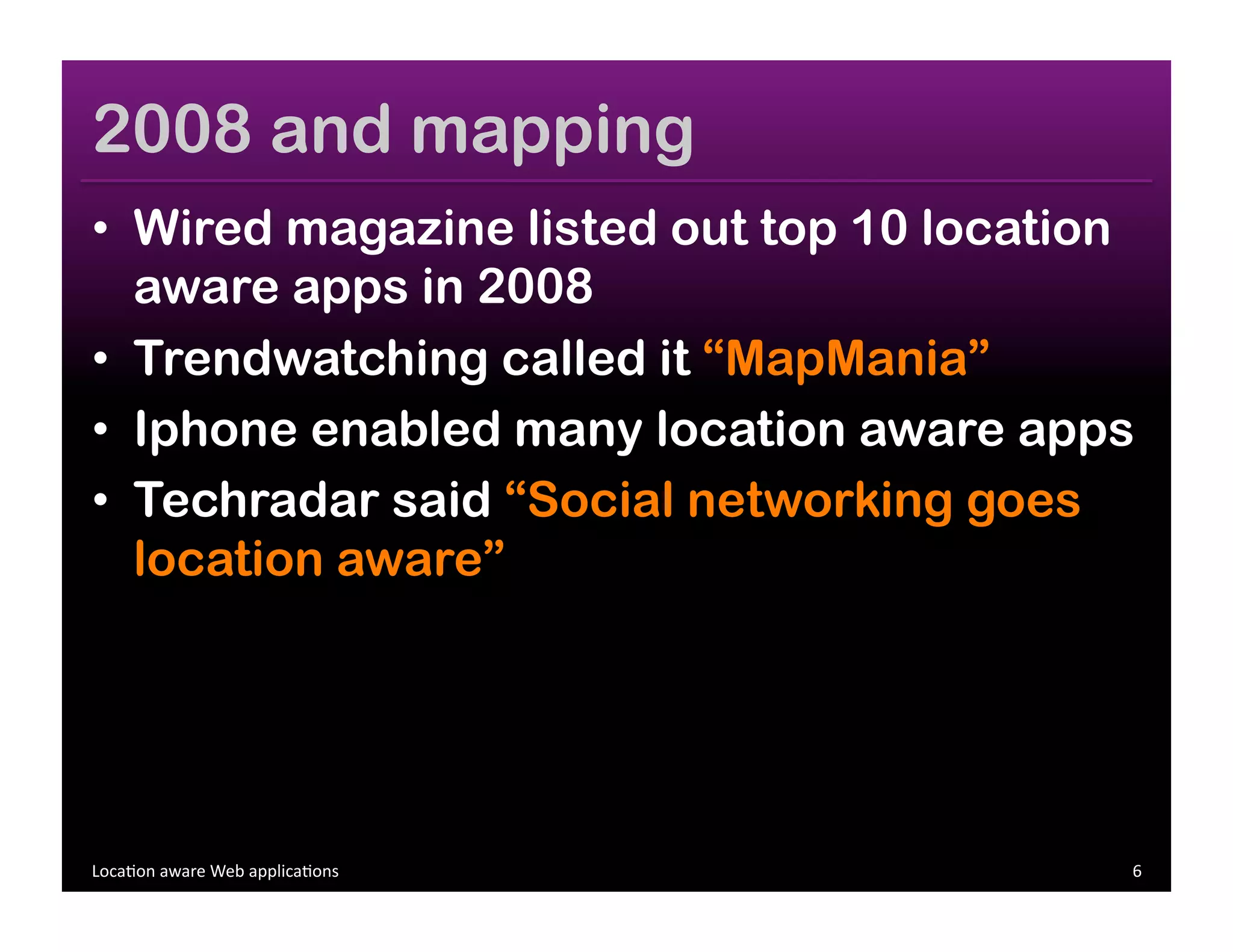 Location aware Web Applications