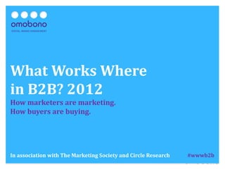 What Works Where
in B2B? 2012
How marketers are marketing.
How buyers are buying.




In association with The Marketing Society and Circle Research   #wwwb2b
 