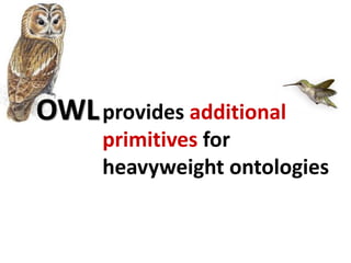 OWLprovides additional
primitives for
heavyweight ontologies
 