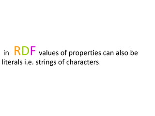 RDFin values of properties can also be
literals i.e. strings of characters
 