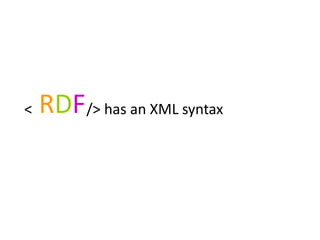 RDF< /> has an XML syntax
 