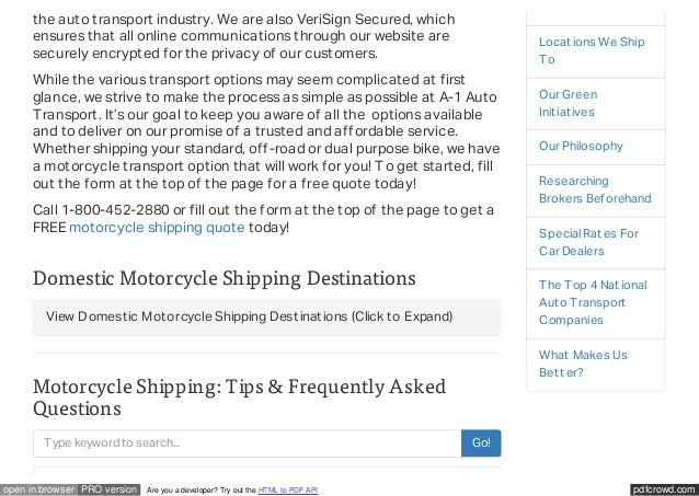 Motorcycle Shipping Quote Simple Motorcycle Shipping Services From A1 Auto Transport Motorcycle Shipping Quote Entrancing Motorcycle Shipping Services From A1 Auto Transport