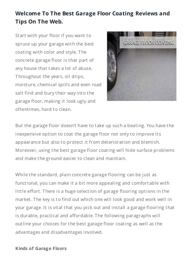 Best Garage Floor Coating Reviews And Tips On The Web