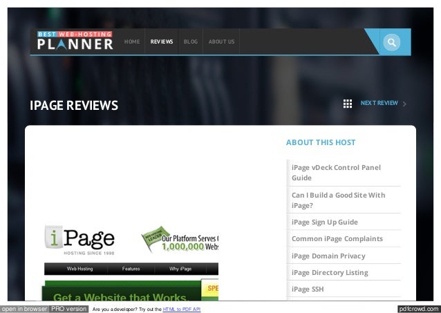 Www Bestwebhostingplanners Com Reviews Ipage Reviews Images, Photos, Reviews