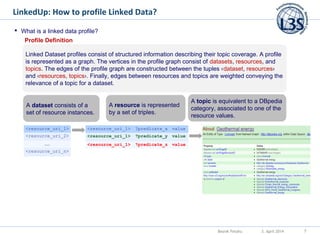 LinkedUp: How to profile Linked Data?
3. April 2014 7Besnik Fetahu
 What is a linked data profile?
Linked Dataset profile...