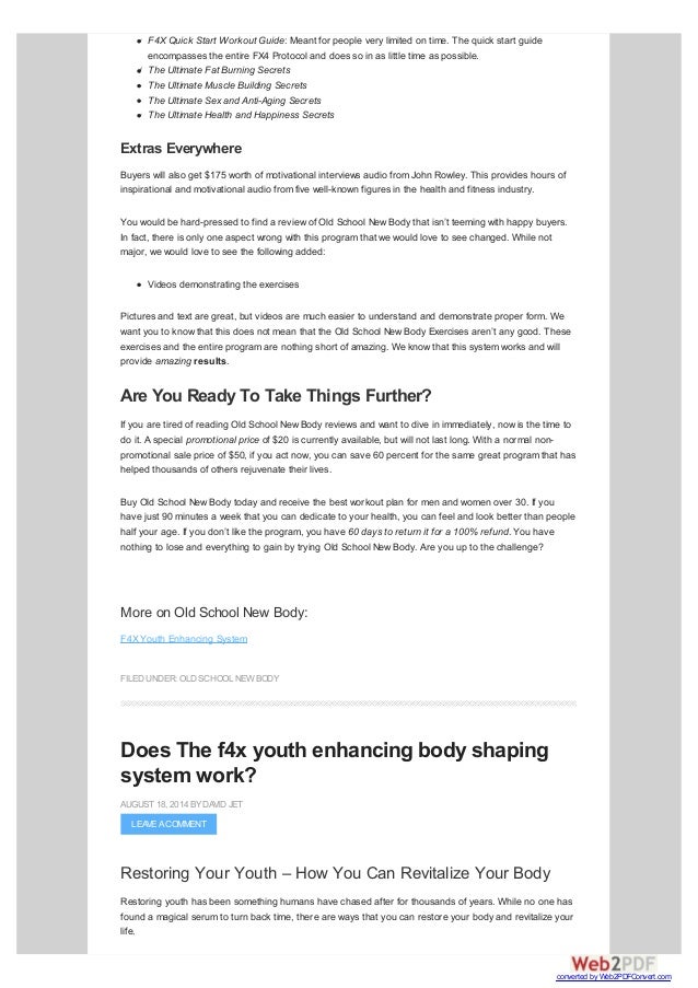 F4X QUICK START WORKOUT GUIDE PDF