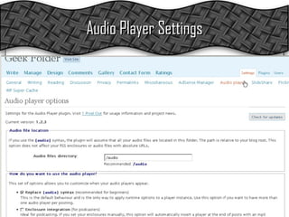 Audio Player Settings 