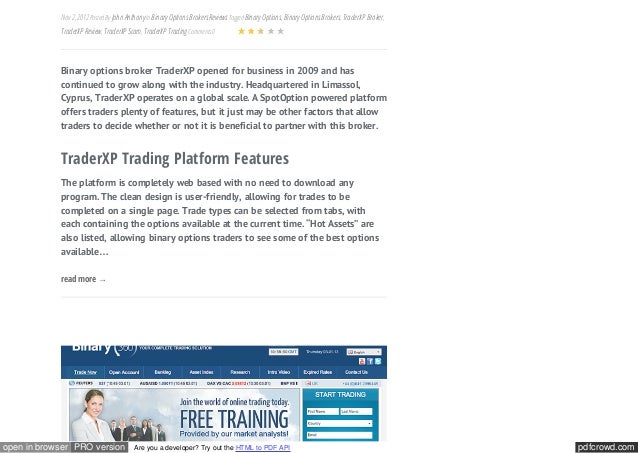Binary options trading api