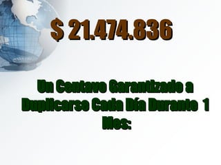 Un Centavo Garantizado a Duplicarse Cada Día Durante  1  Mes: $ 21.474.836 