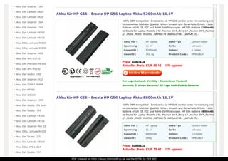 Akku Für : HP Laptop Akku-Typ : Lithium-ionen
Spannung : 11.1V Farbe : schwarz
Kapazität : 5200mAh Zellen : 6 Zellen
Gewicht : 342.3g Produkt-Code : HP9028LH
100% OEM kompatibel . Ersatzakku für HP G56 werden unter Verwendung von
Komponenten höchster Qualität Höhere Umwelt-und Sicherheits-Schutz - Jede
Batterie erfüllt CE, FCC und RoHS-Zertifizierungen. HP G56 Batterie 5200mAh
ist Ersatz für Laptop-Modelle / Nr. Pavilion dm4 ,Envy 17 ,Pavilion DV7 ,Pavilion
g7 ,MU06 ,MU09 ,MU09XL ,NBP6A174 ,NBP6A174B1 ,NBP6A175...
Preis: EUR 78.48
Aktueller Preis: EUR 56.13 15% sparen!
Der Lagerbestand: Vorrätig - Kostenloser Versand!
Garantie: 3 Jahren Garantie! 30-Tage Geld-Zurück-Garantie!
Akku Für : HP Laptop Akku-Typ : Lithium-ionen
Spannung : 11.1V Farbe : schwarz
Kapazität : 8800mAh Zellen : 12 Zellen
Gewicht : 599g Produkt-Code : HP8028LP
100% OEM kompatibel . Ersatzakku für HP G56 werden unter Verwendung von
Komponenten höchster Qualität Höhere Umwelt-und Sicherheits-Schutz - Jede
Batterie erfüllt CE, FCC und RoHS-Zertifizierungen. HP G56 Batterie 8800mAh
ist Ersatz für Laptop-Modelle / Nr. Pavilion dm4 ,Envy 17 ,Pavilion DV7 ,Pavilion
g7 ,MU06 ,MU09 ,MU09XL ,NBP6A174 ,NBP6A174B1 ,NBP6A175...
Preis: EUR 95.22
Aktueller Preis: EUR 75.43 15% sparen!
Akku für HP G56 - Ersatz HP G56 Laptop Akku 5200mAh 11.1V
Akku für HP G56 - Ersatz HP G56 Laptop Akku 8800mAh 11.1V
Akku Dell Inspiron 1300
Akku Dell Latitude D620
Akku Dell Latitude D630
Akku Dell Inspiron 1564
Akku Dell Inspiron 1764
Akku Dell Latitude E6500
Akku Dell Latitude E6510
Akku DELL Latitude E6520
Akku DELL Latitude E5520
Akku Dell Inspiron 9400
Akku Dell XPS M1710
Akku Dell Precision M6300
Akku Dell XPS M1330
Akku Dell Vostro 1000
Akku Dell Inspiron DUO
Akku Dell J70W7 JWPHF
Akku Dell R795X
Akku Dell GW240
Akku Dell Inspiron 1370
Akku Dell Studio XPS 1645
Akku Dell Studio 1745
Akku Dell Latitude E4300
Akku Dell Latitude E4310
Akku Dell Inspiron Mini 10
Akku DELL Latitude E6320
Akku Dell Studio 1737
Akku Dell Latitude E5530
Akku DELL XPS L321X
Akku Dell Studio 1747
PDF created on http://www.htm2pdf.co.uk via the HTML to PDF API
 