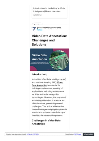 Video Data Annotation Techniques for Machine Learning | PDF