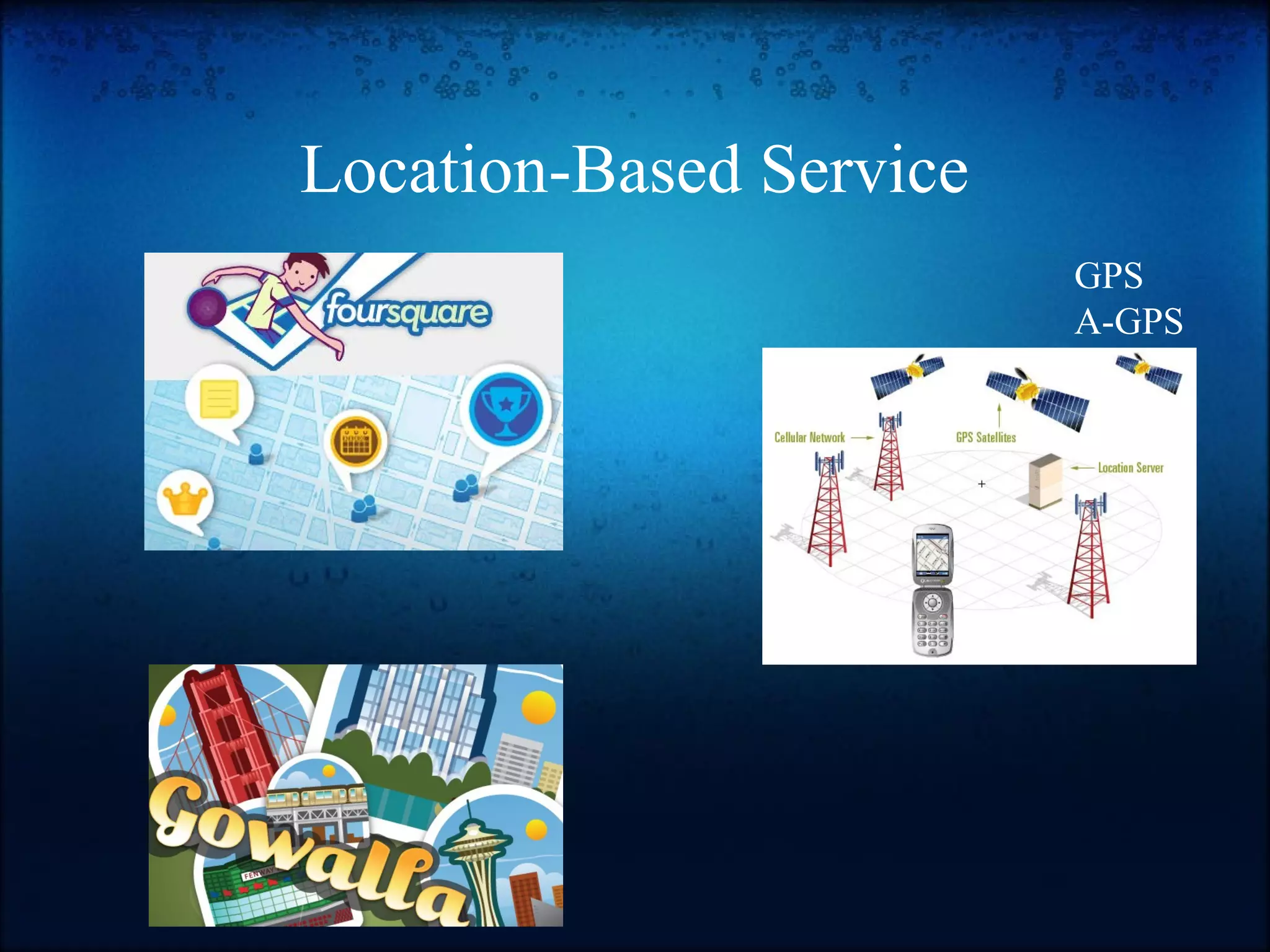 Location-Based Service
                         GPS
                         A-GPS
 