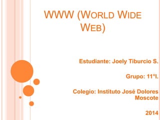 WWW (WORLD WIDE 
WEB) 
Estudiante: Joely Tiburcio S. 
Grupo: 11°I. 
Colegio: Instituto José Dolores 
Moscote 
2014 
 