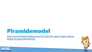 Piramidemodel
https://www.deblock.belgium.be/nl/medische-apps-krijgen-plaats-
belgische-gezondheidszorg
 