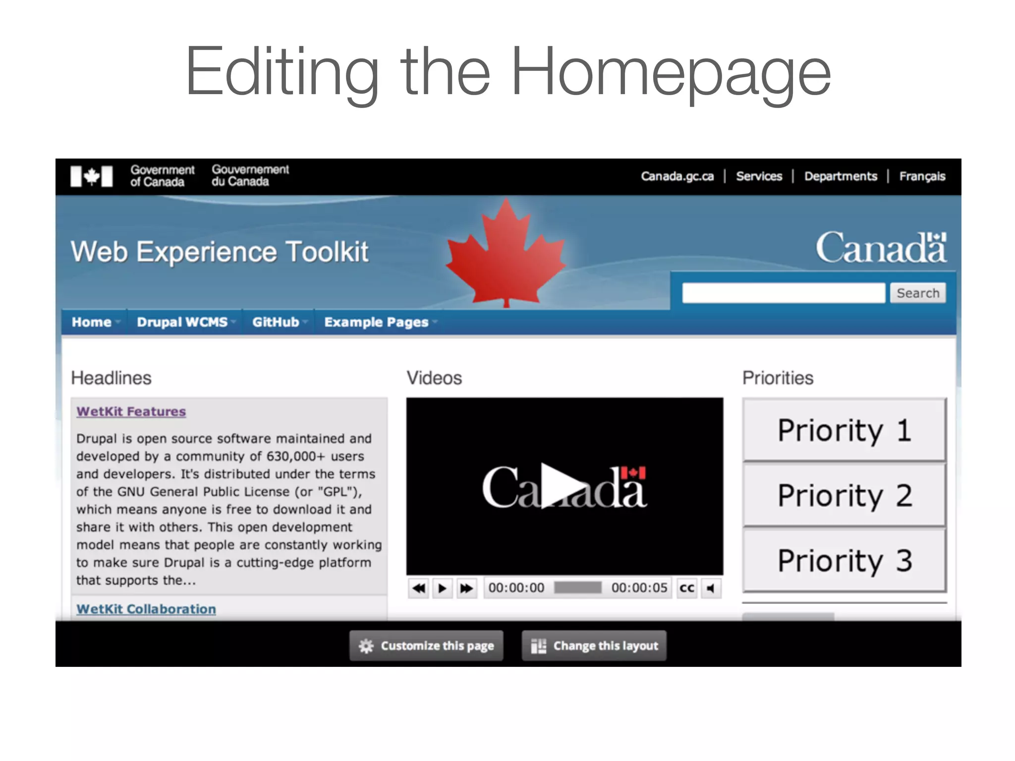 Editing the Homepage

 
