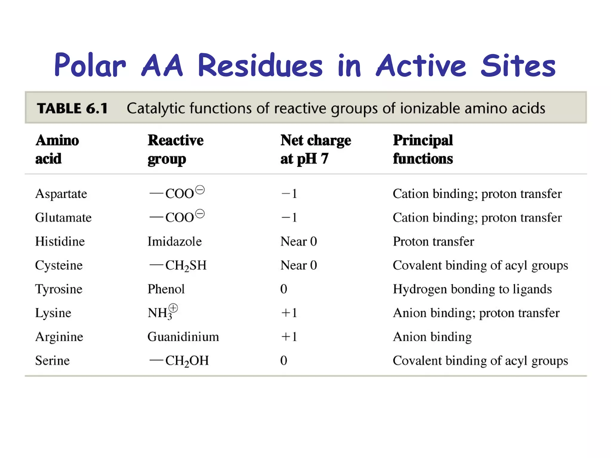 Polar AA Residues in Active Sites 
 