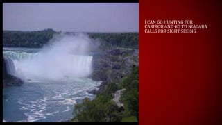 I CAN GO HUNTING FOR 
CARIBOU AND GO TO NIAGARA 
FALLS FOR SIGHT SEEING 
 