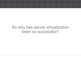 So why has server virtualizationbeen so successful? 